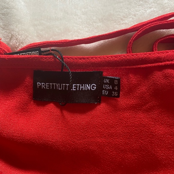 Long red tie up back dress - Picture 8 of 8